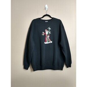 VTG Planet Hollywood Mens Embroidered Santa Christmas Sweatshirt XL Black 90s